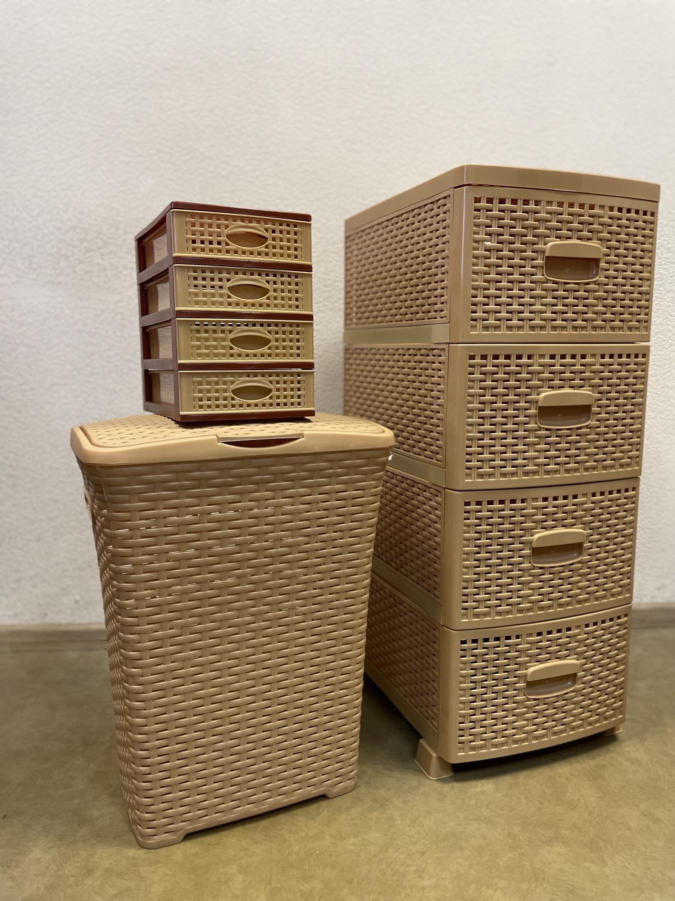 Комод пластиковый Rotange 4 ящика 91х37,5х46 см Бежевый (29439256) - фото 9