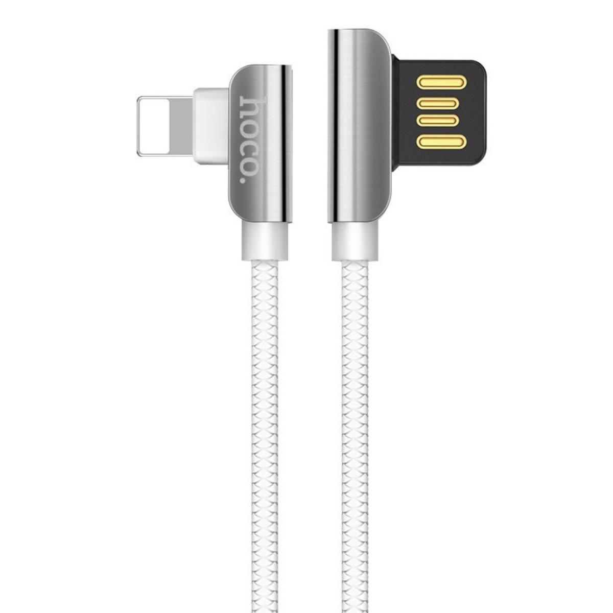 Кабель Hoco U42 exquisite steel Lightning charging data cable White
