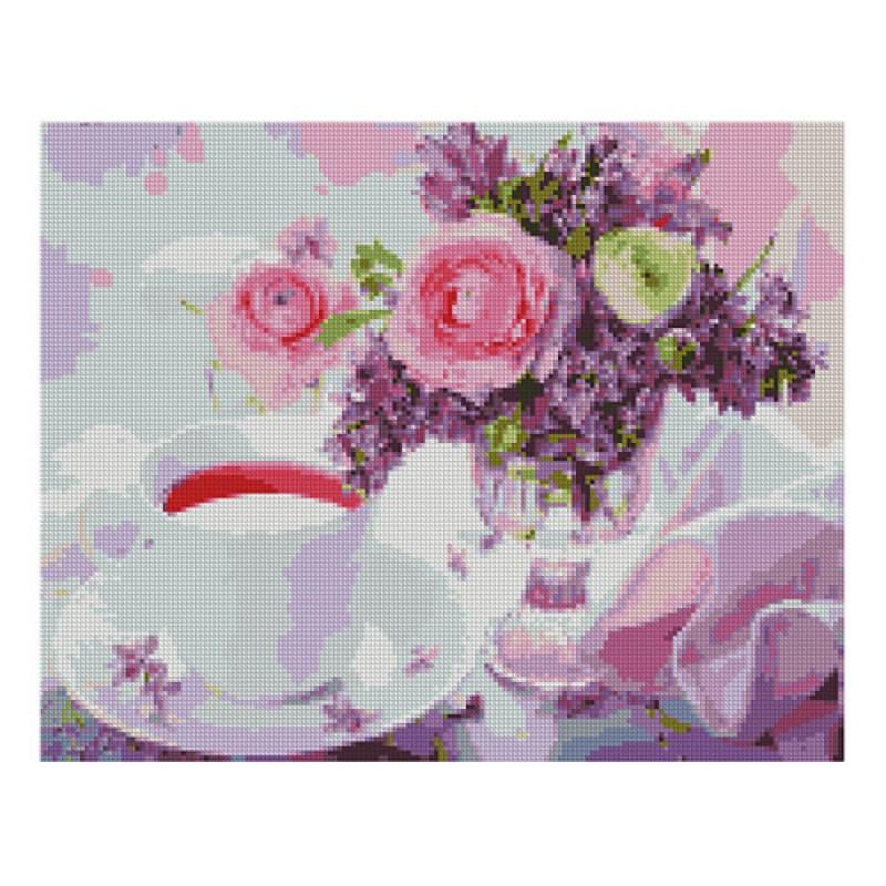 Алмазная мозаика FA40793 Чашка чая и букет 40x50 см