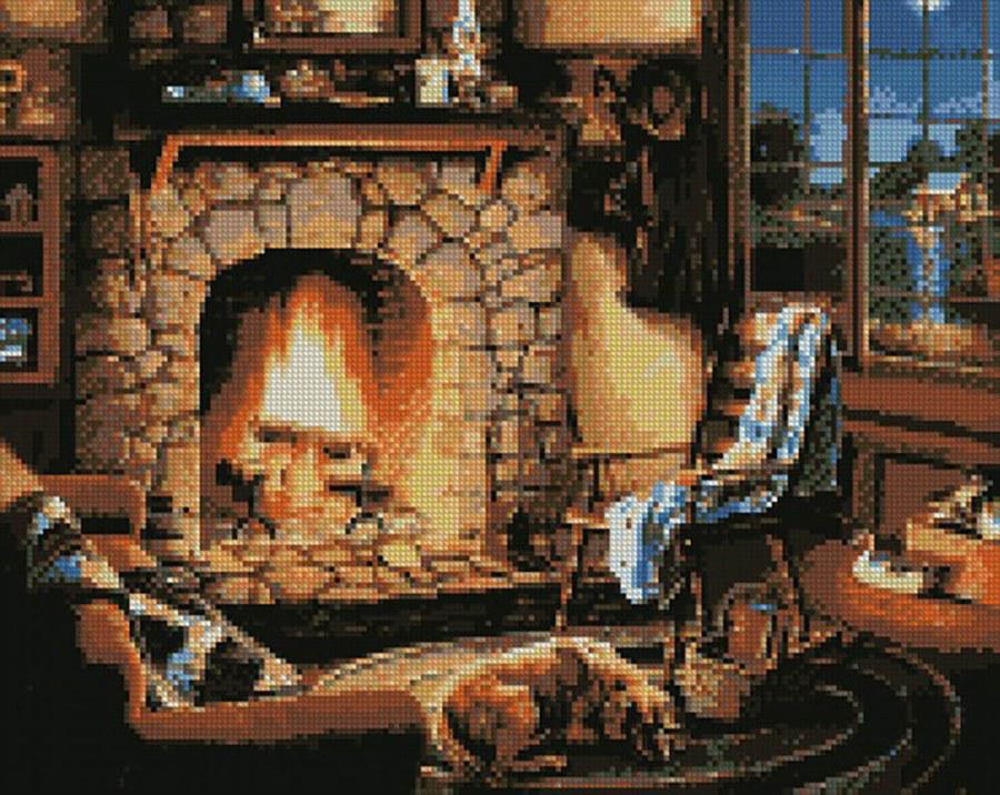 Алмазная мозаика Идейка У камина 40x50 см (AMO7033)