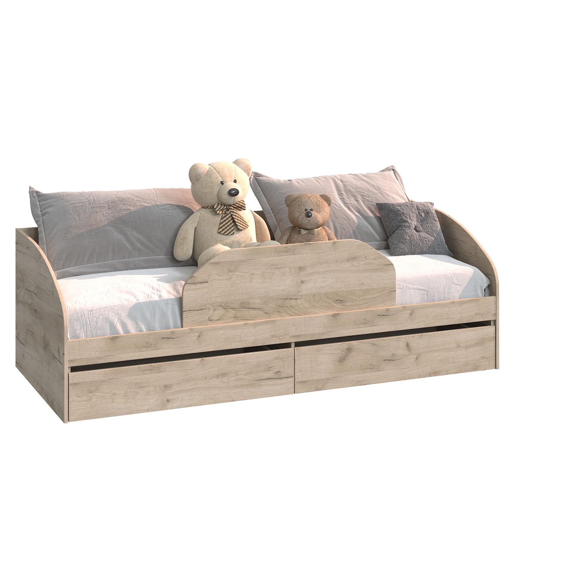 Ліжко дитяче з ящиками Майстер Форм Брайт 835x2032x600 мм спальне місце 800х2000 мм Дуб крафт сірий (32237)