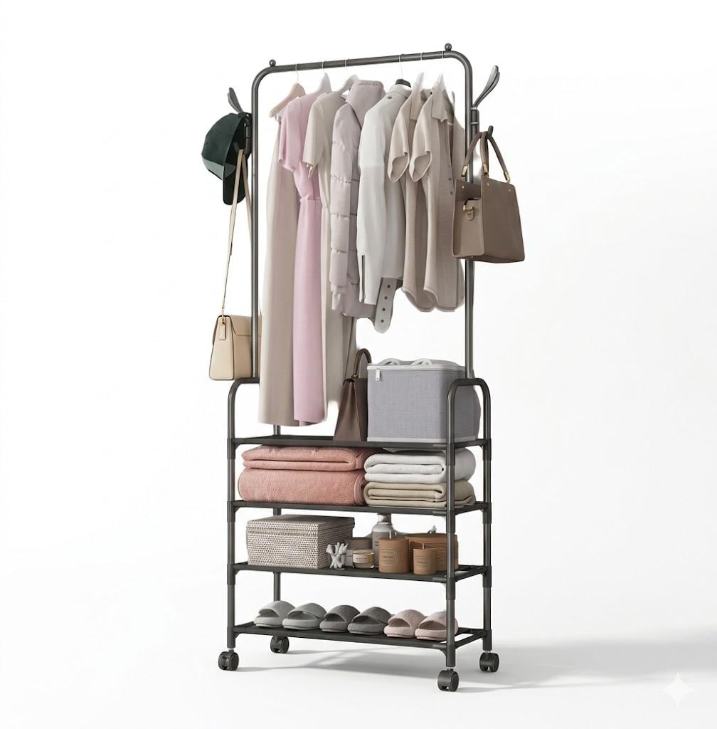 Стойка-вешалка напольная YSM3601-A на колесах для вещей и обуви 178х60х26 см (2928799001)