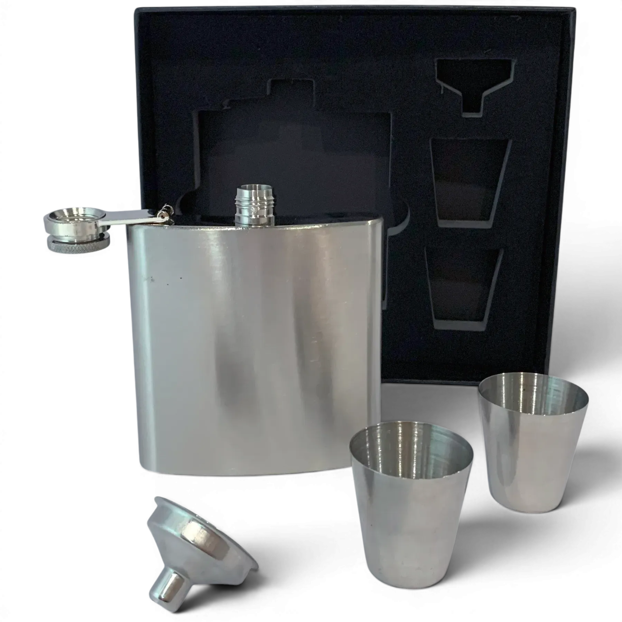 Набор подарочный BOX-6 фляга 6oz/177мл и рюмками 30 мл Silver (11858)