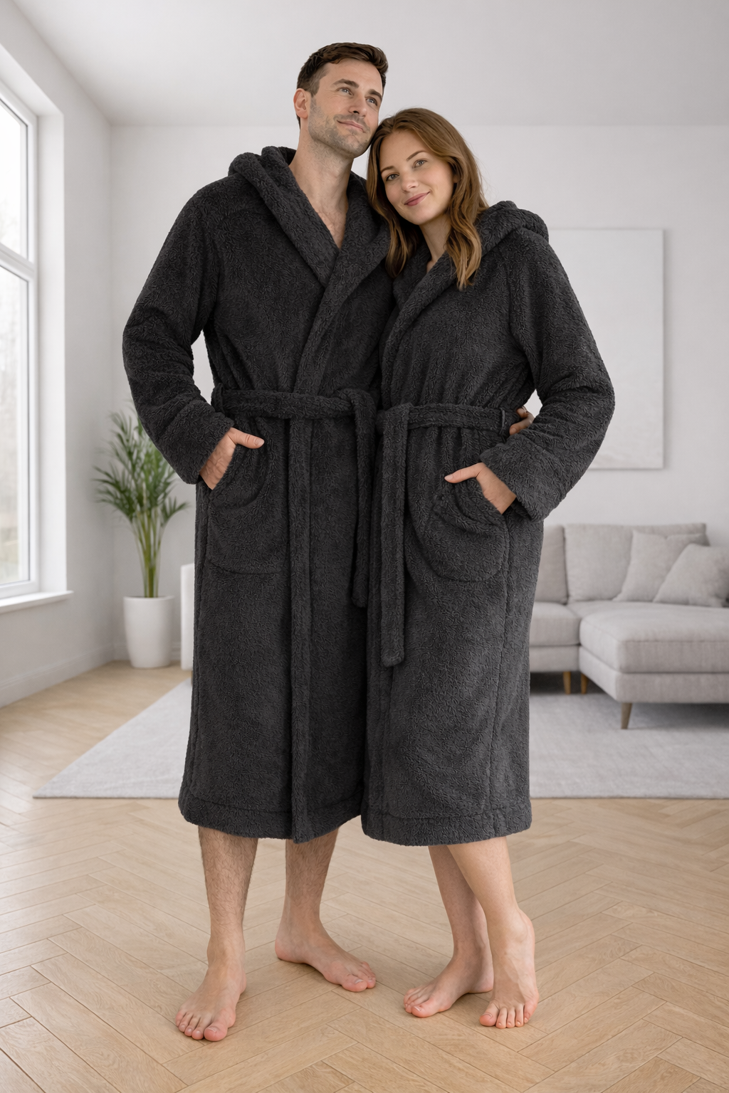 Халат с капюшоном Cuddle унисекс L/XL Темно-серый (VELC03)