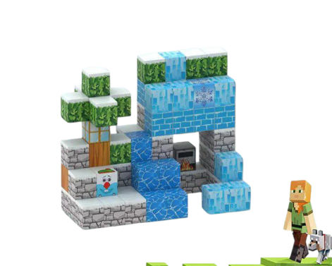 Конструктор детский магнитный Minecraft Снежный дом 75 строительных блоков (2569637347)