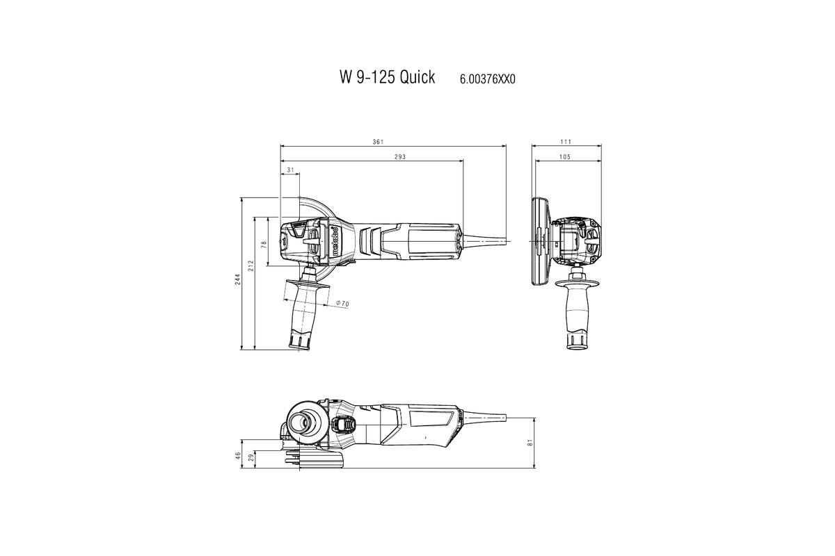 Шліфмашина кутова Metabo W 9-125 900 Вт (25274) - фото 2