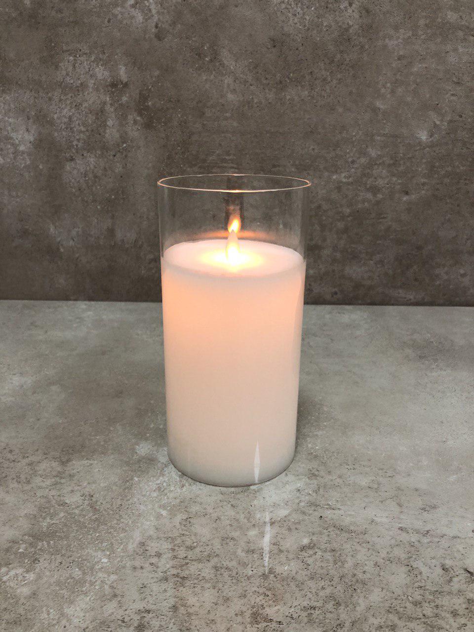 Нічник J-LINE з імітацією живого вогню 13 см Білий