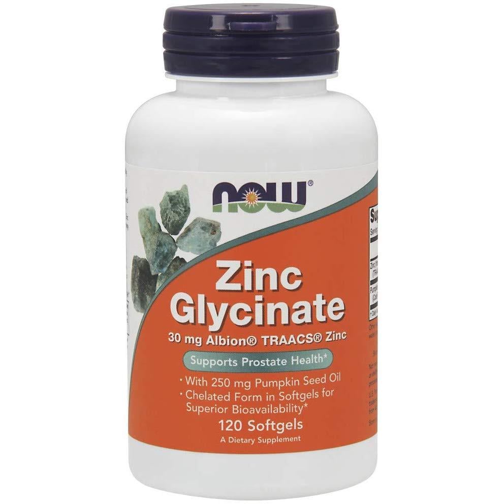 Глицинат цинка Now Zinc Glycinate 30 mg 120 softgels