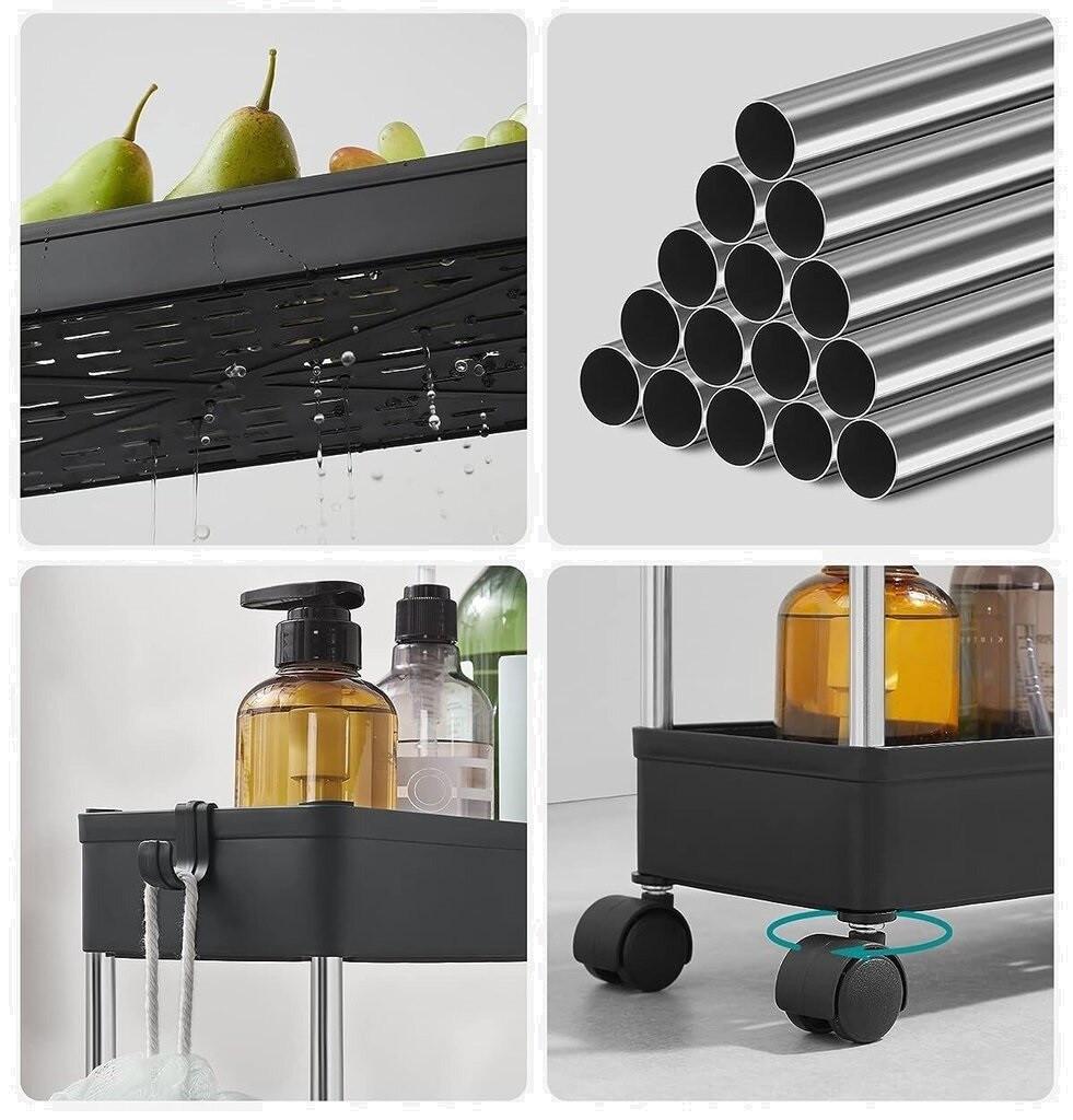 Этажерка на колесиках на колесах 4 яруса 85х35х13 см Черный (23864248) - фото 9 Этажерка на колесиках на колесах 4 яруса 85х35х13 см Черный (23864248) - фото 9