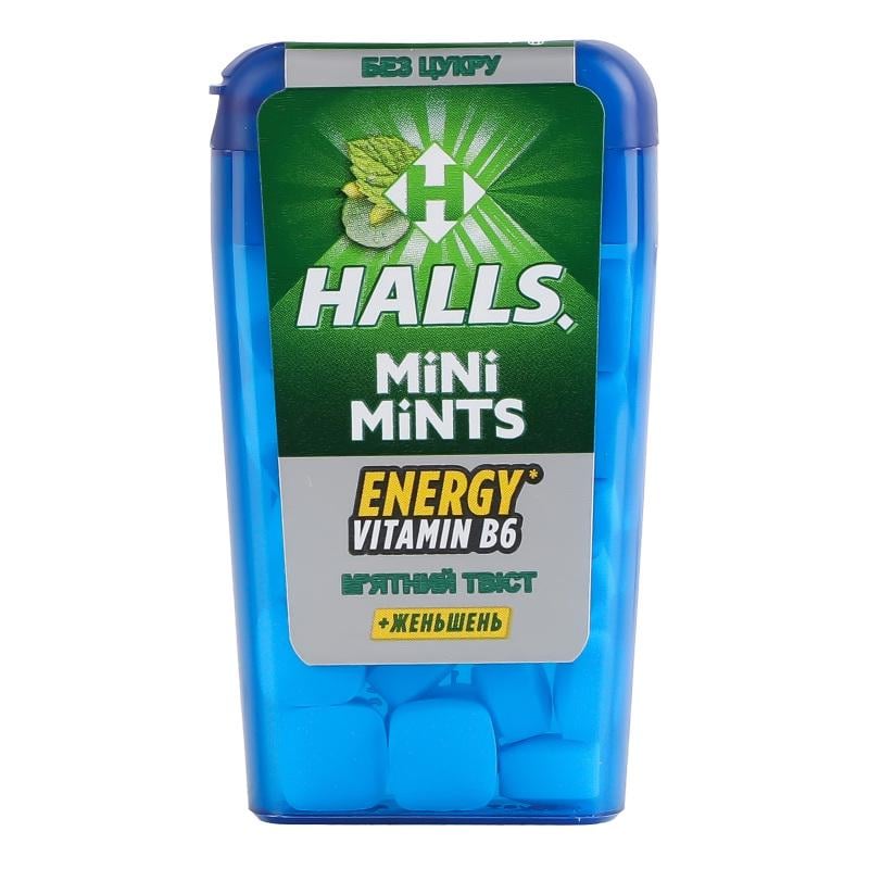 Цукерки без цукру та женьшень Mini Mints Halls 12,5 г (2361720917)