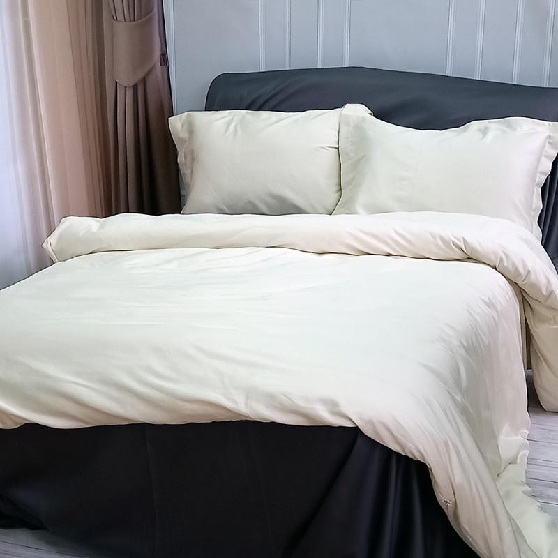 Постельное белье Meriset Дуэт Premium сатин евро Milk champagne/Anthracite (550345-3)