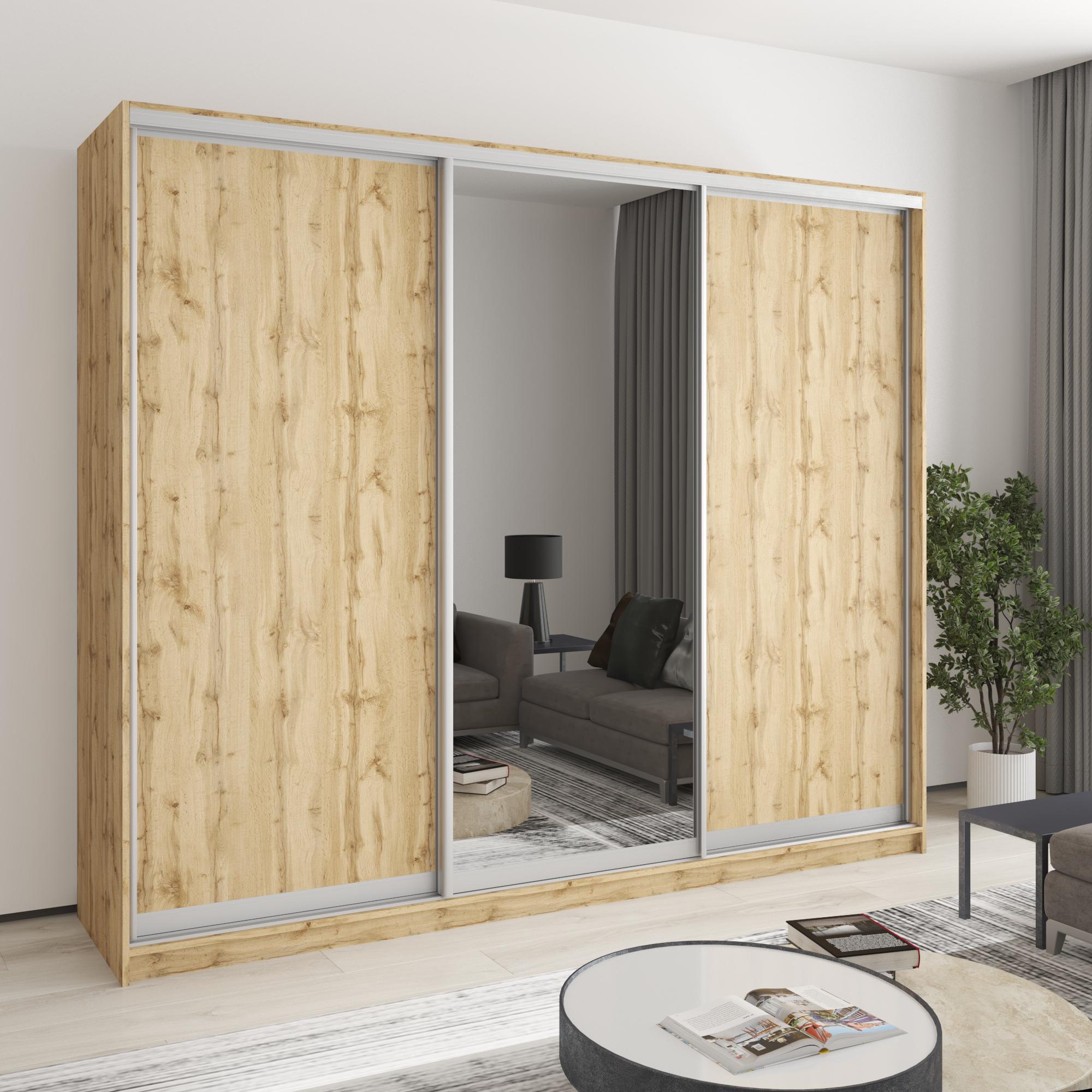 Шкаф-купе трехдверный MebelStar Комбо AL 2 ДСП/зеркало 250x45x210 см Дуб тахо (MBS-4280) Шкаф-купе трехдверный MebelStar Комбо AL 2 ДСП/зеркало 250x45x210 см Дуб тахо (MBS-4280)