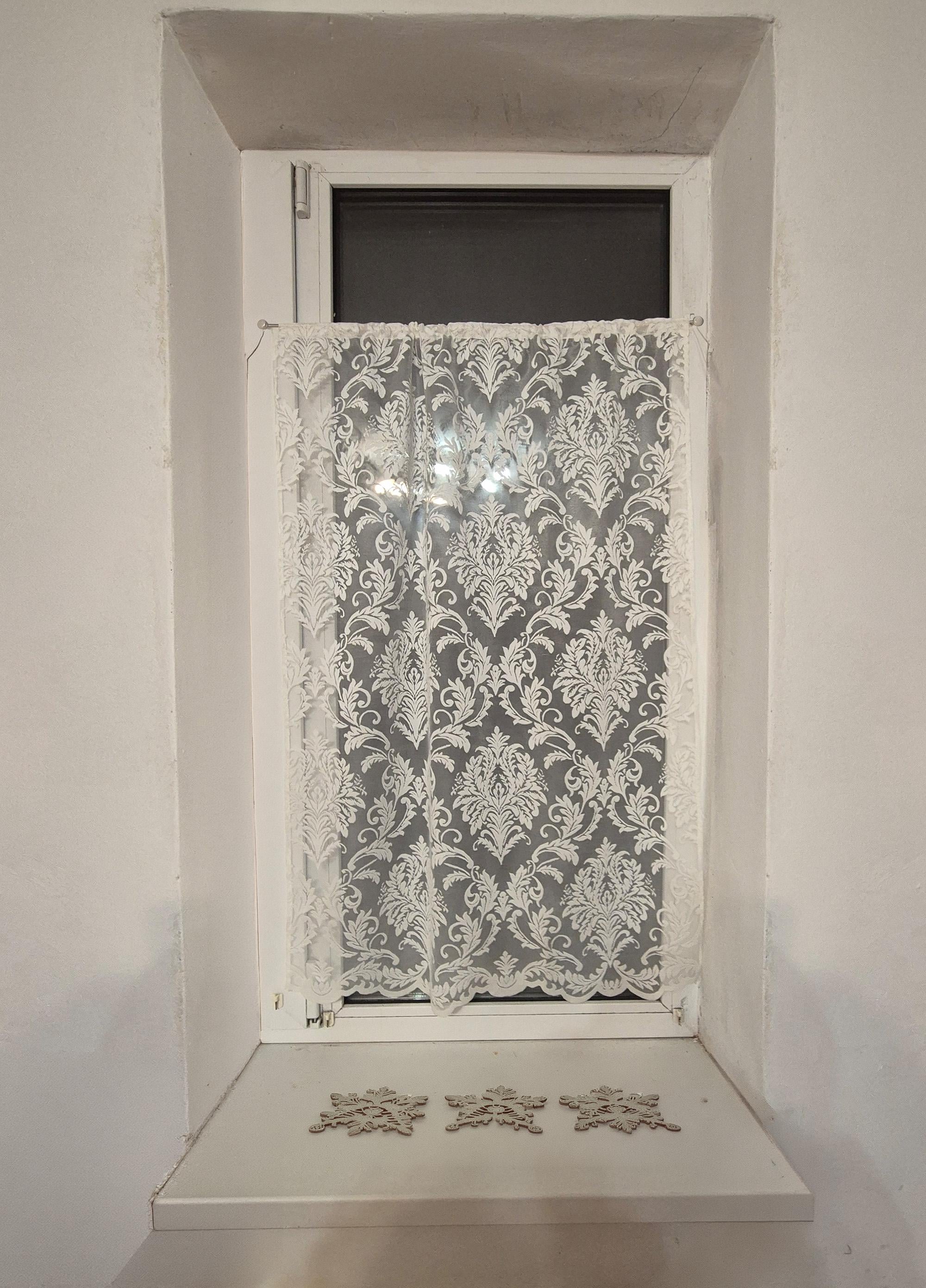 Занавеска на створке окна Firanka Ajure Damask 72x110 см Молочный (10_8ф)