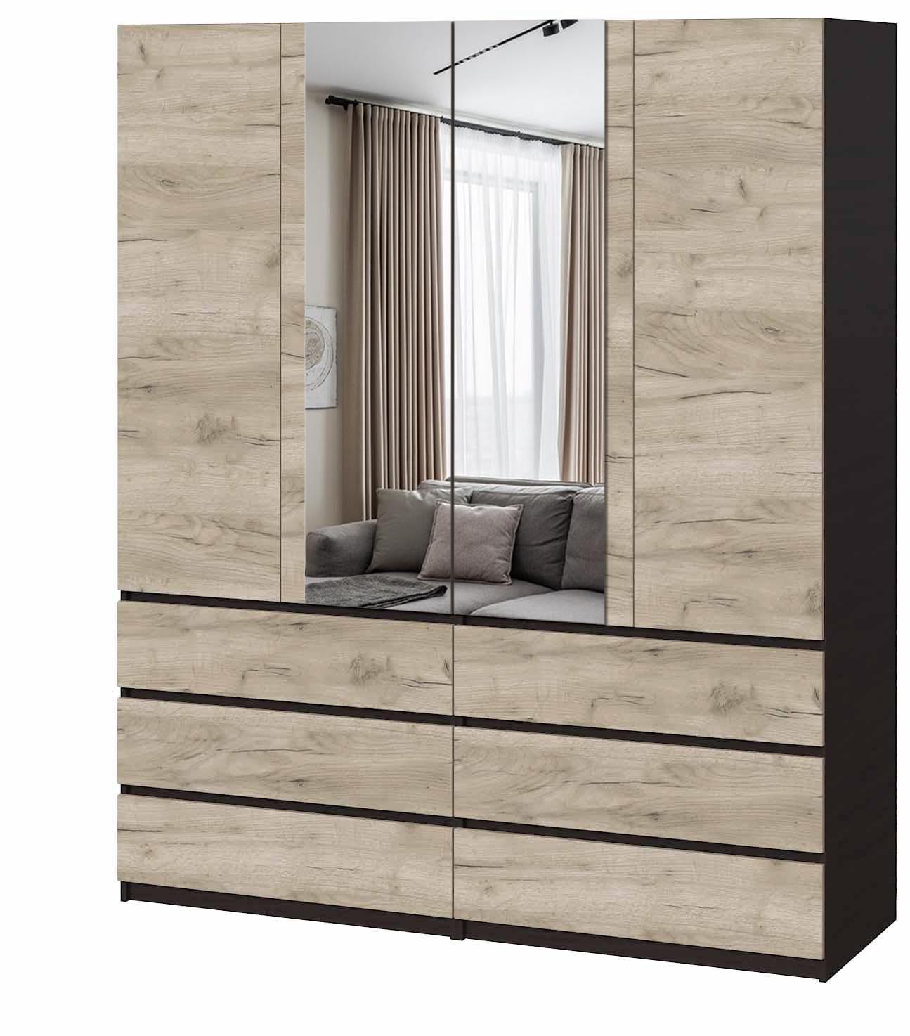 Шкаф в прихожую с полками Мастер Форм Брайт 1800х520х2000 мм Венге магия/Дуб крафт серый (32263)