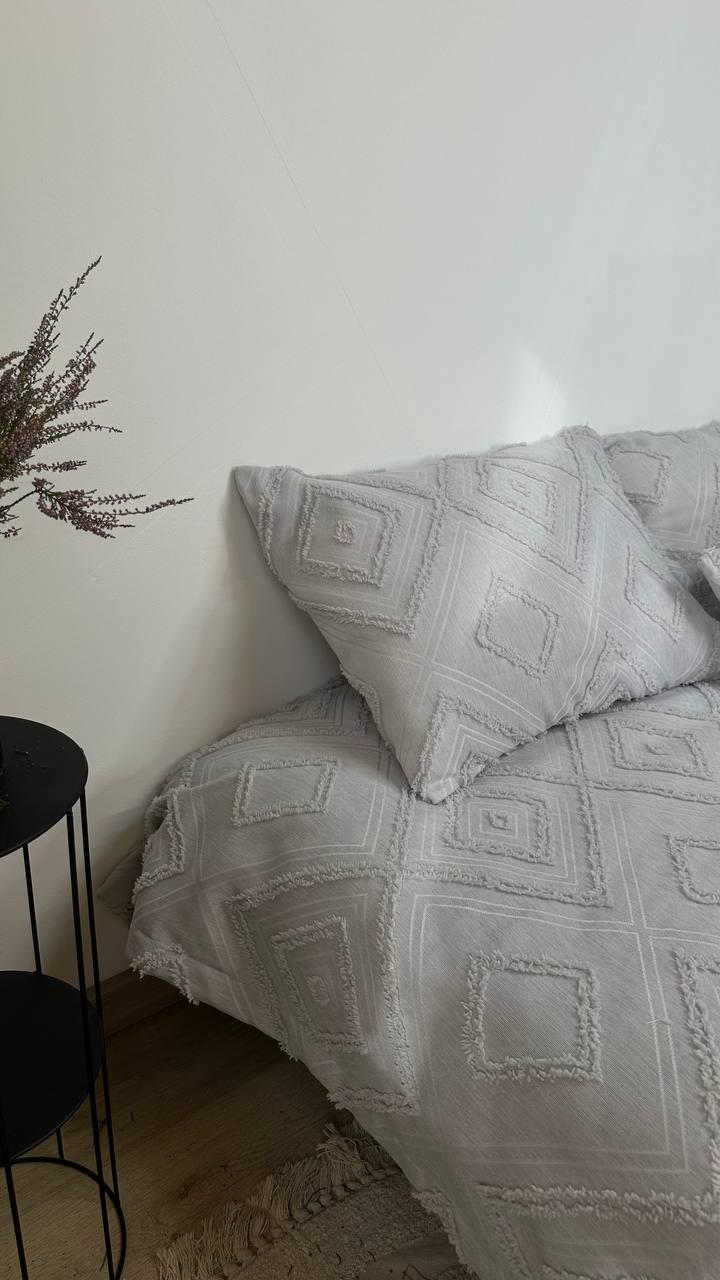 Покрывало Скандинавский большой ромб 220х240 см Светло-серый - фото 3