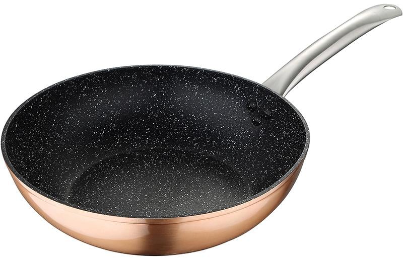 Сковорода-вок Bergner Dafne Ø 28 см индукционная с мраморным антипригарным покрытием Медный (BH-6564NA)