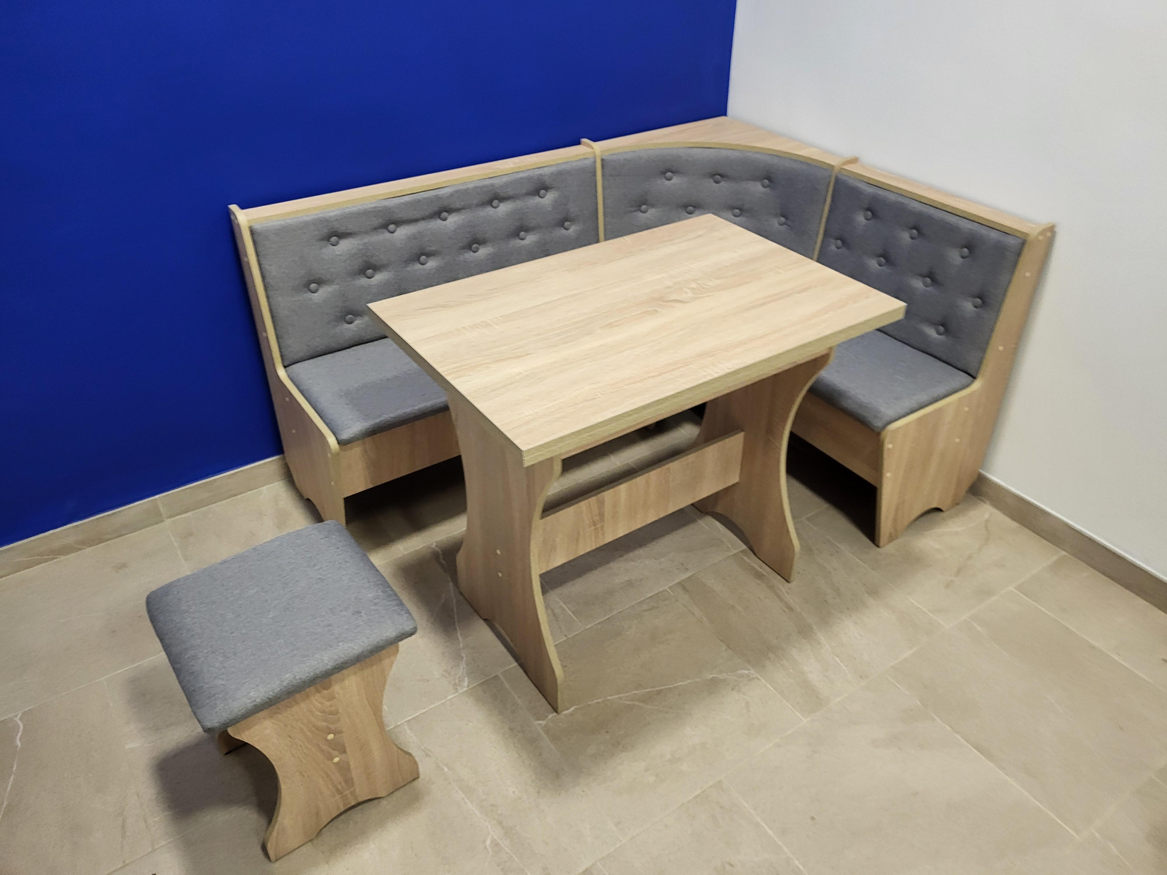 Кухонный уголок Семейный с раскладным столом и табуретом 113,5х153,5 см Дуб Сонома/Сильвер (KST-DS-S)