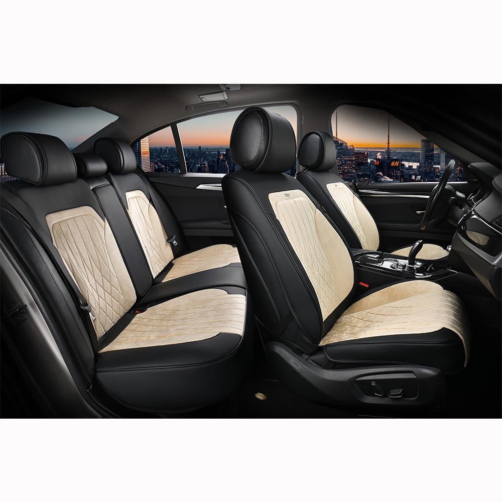 Чохли 3D з алькантари Elegant Modena EL 700 134 на передні та задні сидіння автомобіля Бежевий (1355201257)