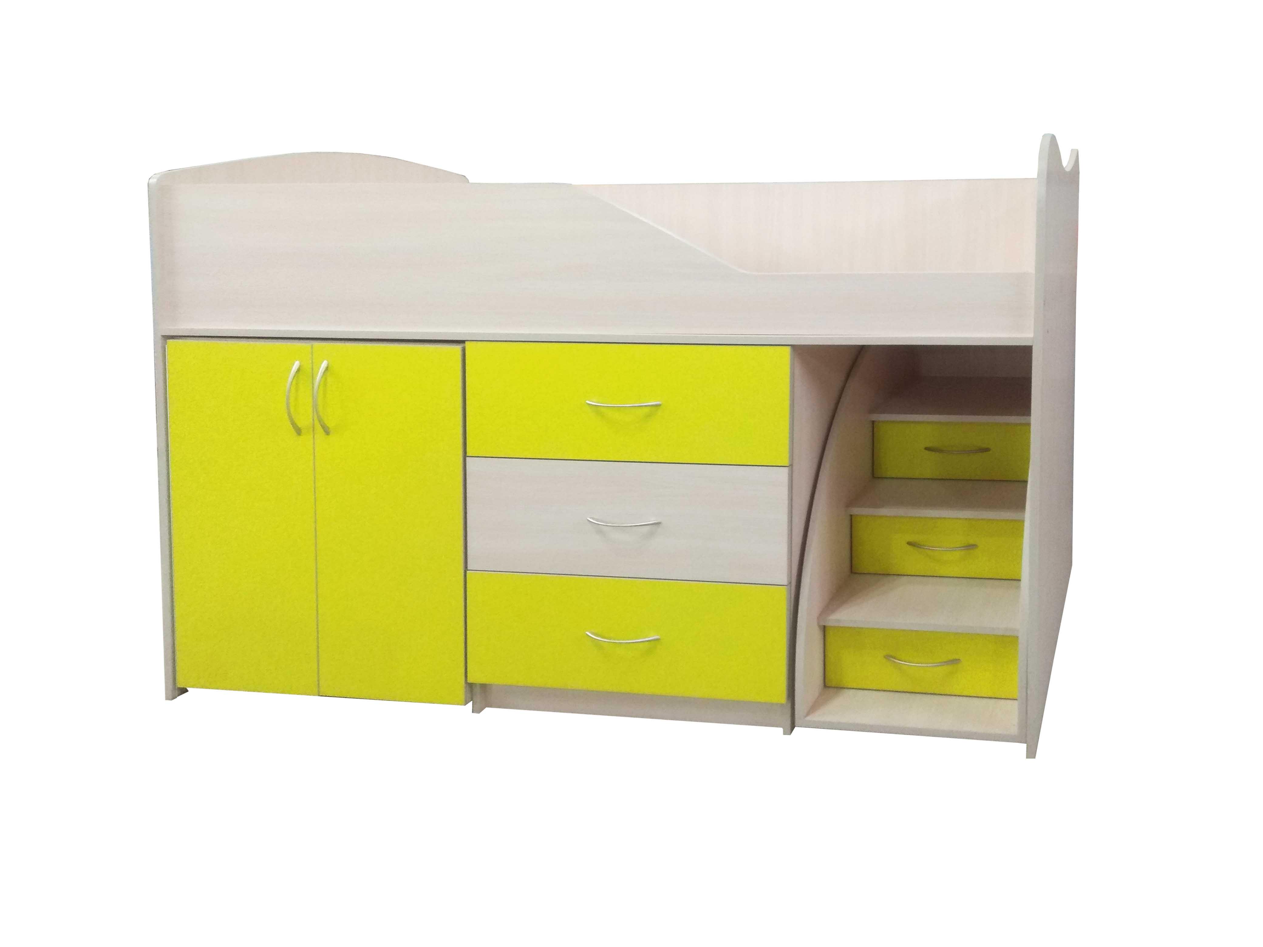 Кровать-комната Viorina-Deko № 5 80х180 см со шкафом из ЛДСП Желтый
