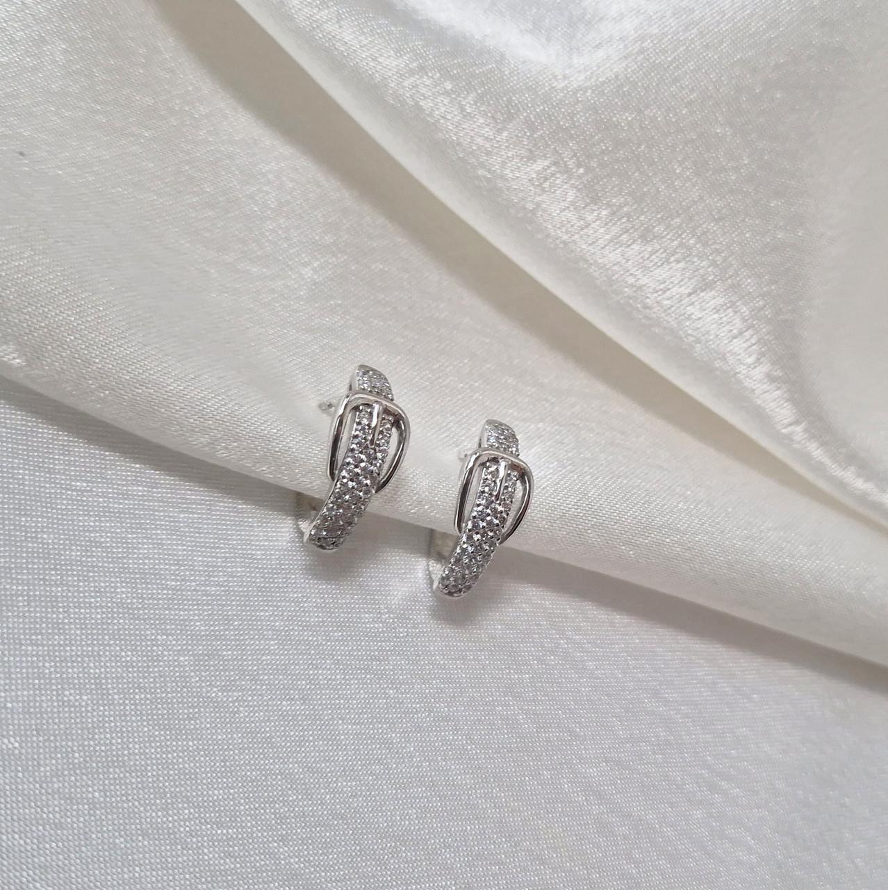 Сережки в білих каменях джинс срібло 925 проби родоване 3,68 г (20230рс) - фото 5 Сережки в білих каменях джинс срібло 925 проби родоване 3,68 г (20230рс) - фото 5