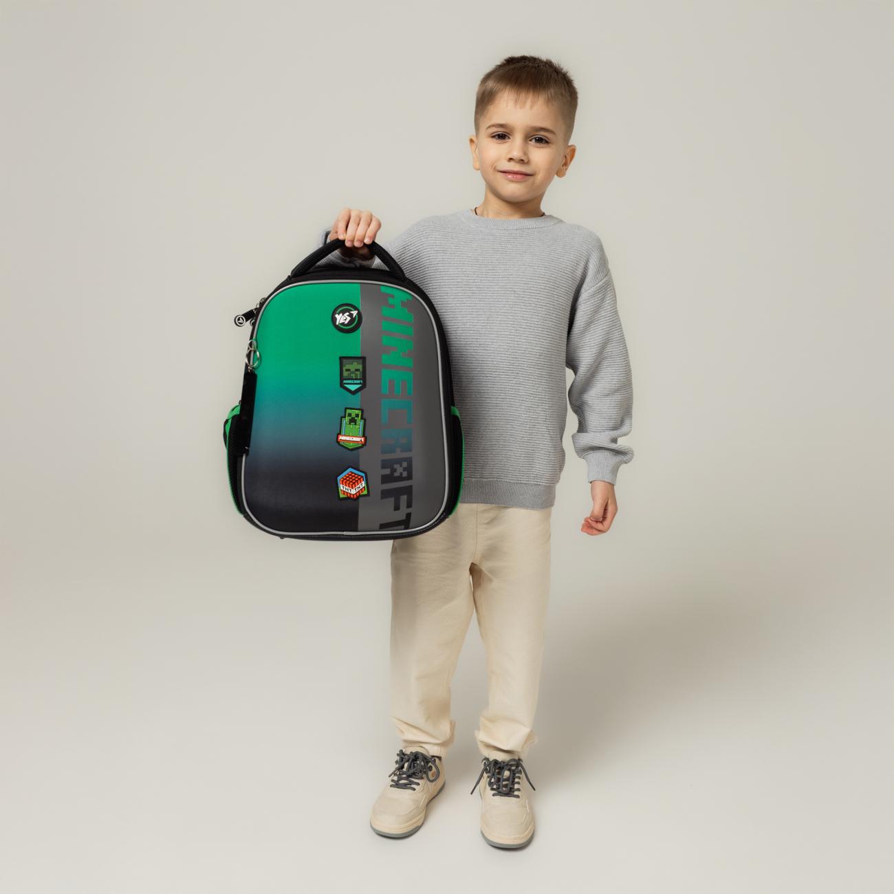 Школьный рюкзак каркасный с ортопедической спинкой YES Minecraft Icons H-100 (559861/995065) - фото 7 Школьный рюкзак каркасный с ортопедической спинкой YES Minecraft Icons H-100 (559861/995065) - фото 7