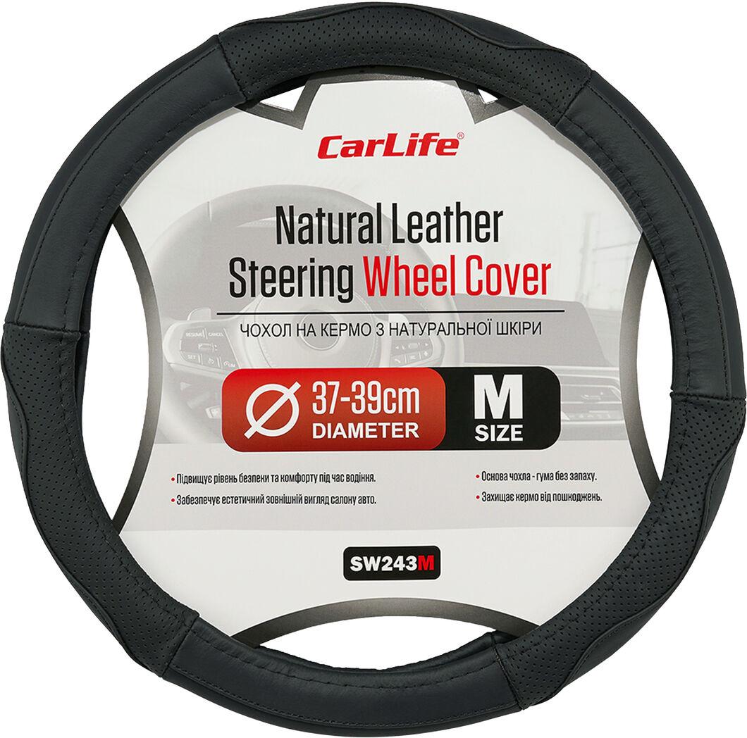 Чохол руля CarLife SW243M M шкіра 37-39 см Чорний (SW243M)