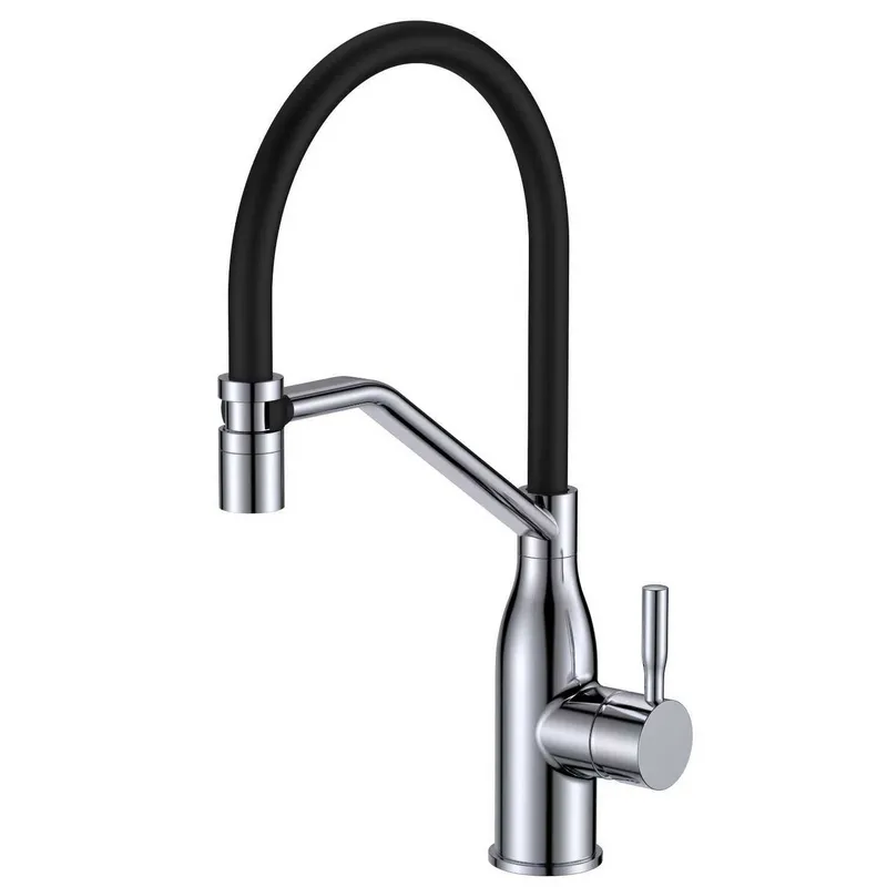 Змішувач для кухні MIXXUS PREMIUM GRAVITY 017 NUT REFL.BLACK силіконовий вилив Хром/Чорний (MI8406)