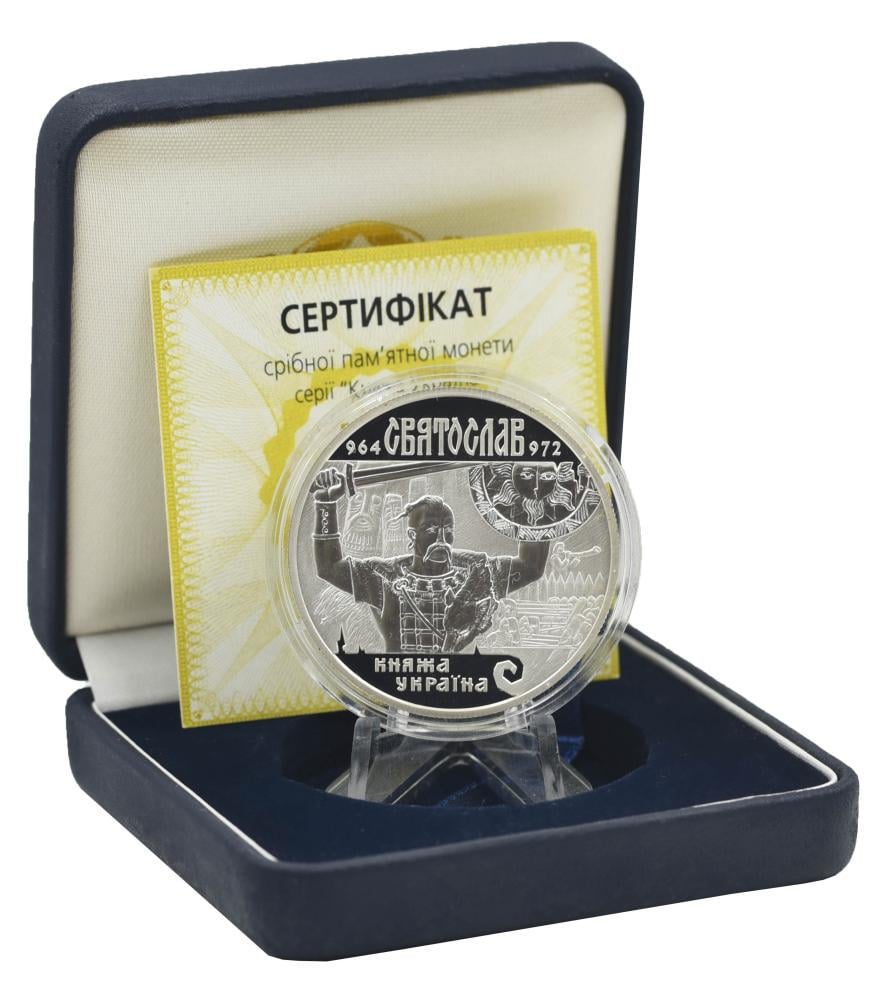 Коллекционная монета Украина 10 гривен 2002 Серебро Proof Князь Святослав