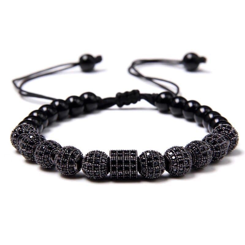 Браслет элитный из агата с шармами р. 14 Черный (90076)