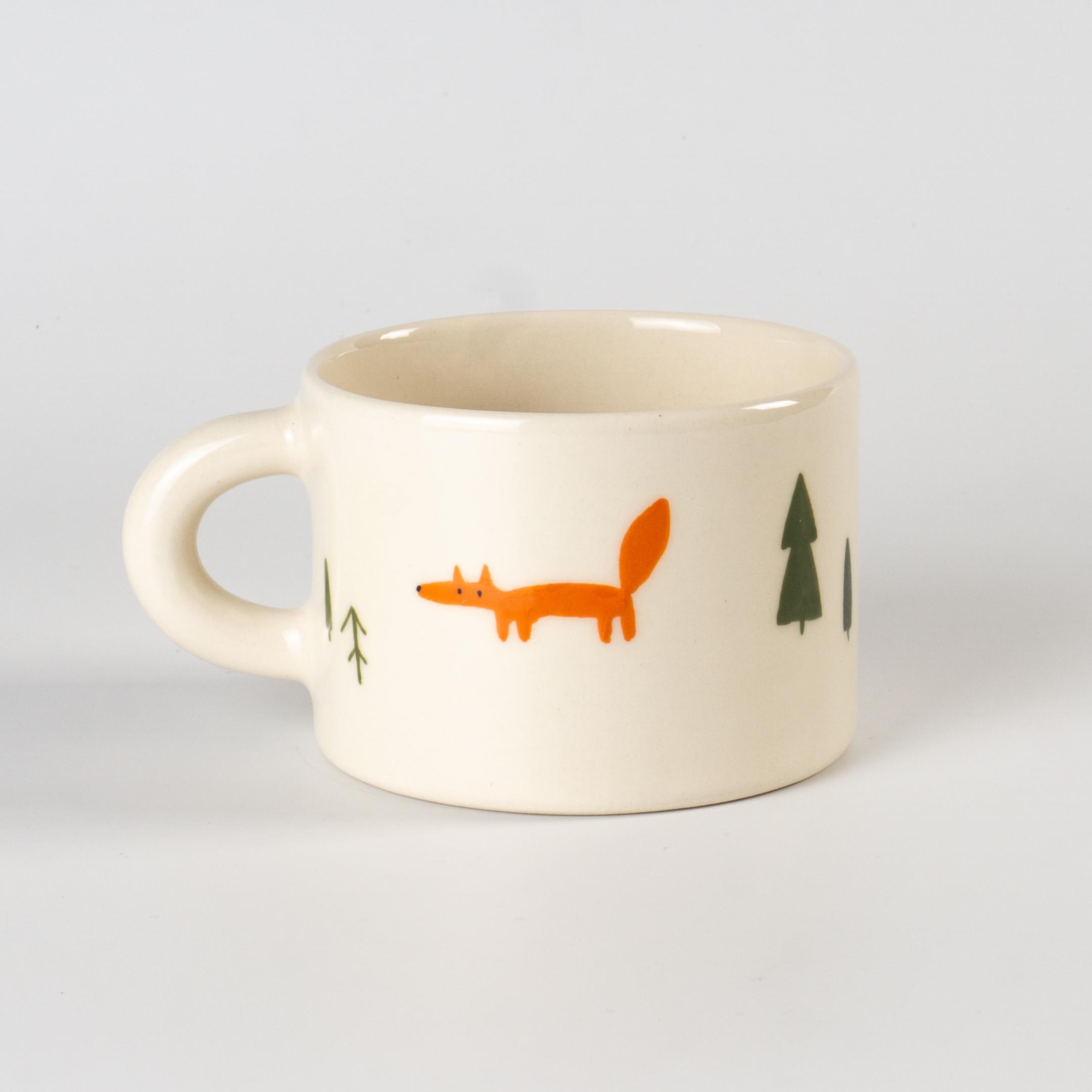 Чашка керамічна з лисичками ручна робота напівпорцеляна 350 мл (PRS-CUP-IMG-350-I-FOX)