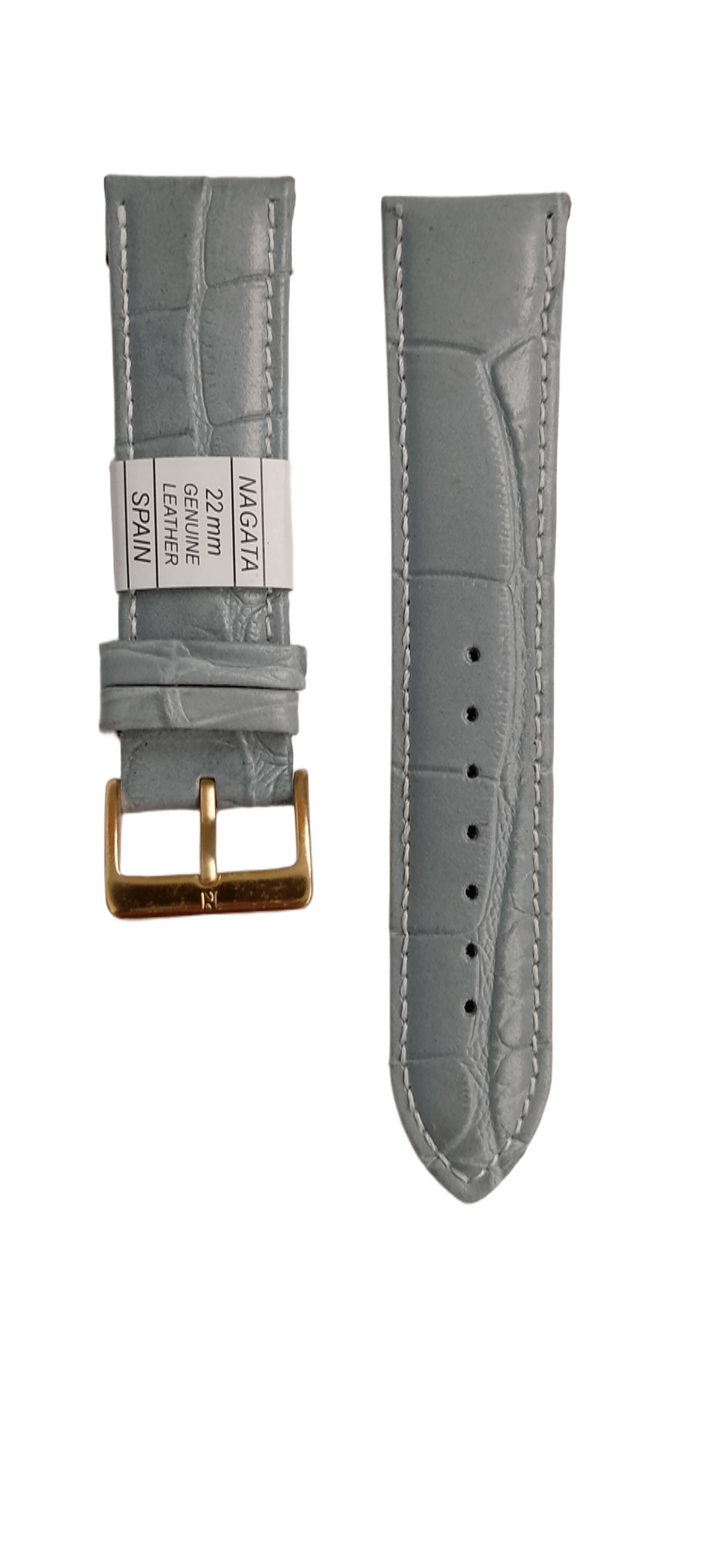Ремешок для часов кожаный крокодил 22х175 мм Серый (2453Е)