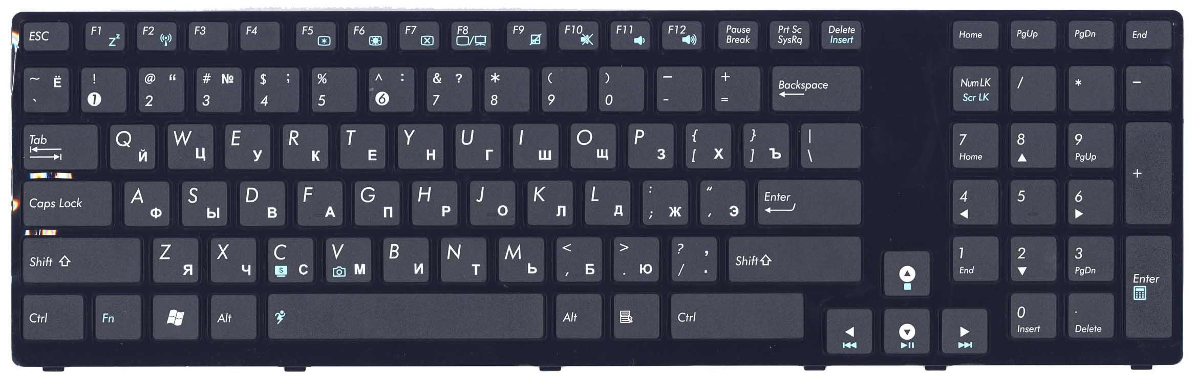 Клавиатура для ноутбука Asus K95 Black Frame Black