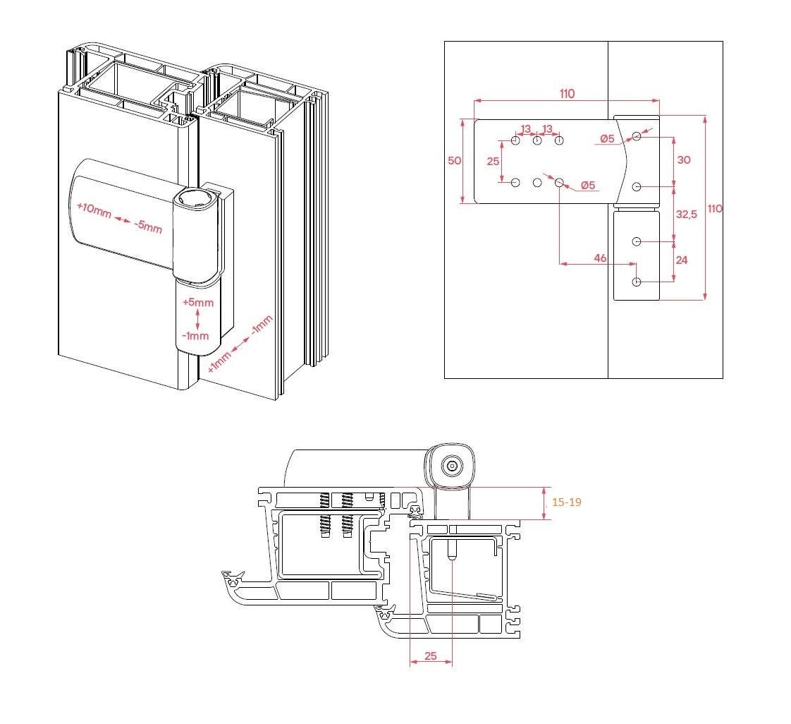 Петля для металлопластиковой двери REZE ALPHA XL для створки весом до 120 кг наплав 15-19 мм 110 мм (100401) - фото 2 Петля для металлопластиковой двери REZE ALPHA XL для створки весом до 120 кг наплав 15-19 мм 110 мм (100401) - фото 2