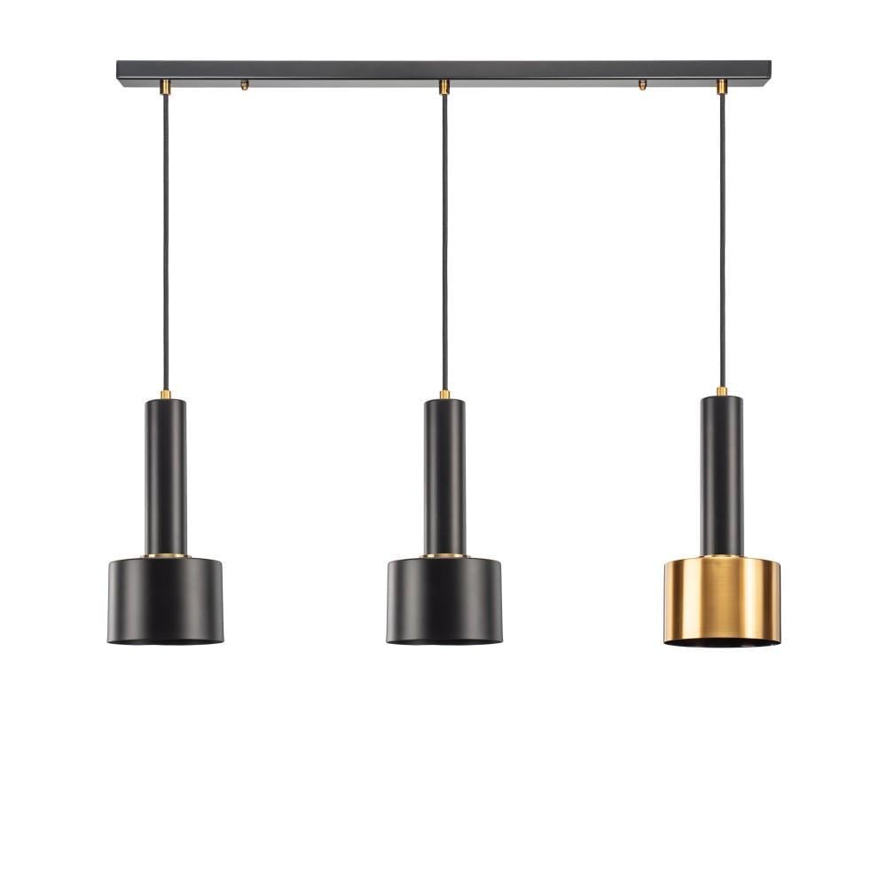 Підвісний світильник Tube line BARREL LED 3L Чорний/Золотий (PL-T0006-3-2C/B-GOLD) - фото 1