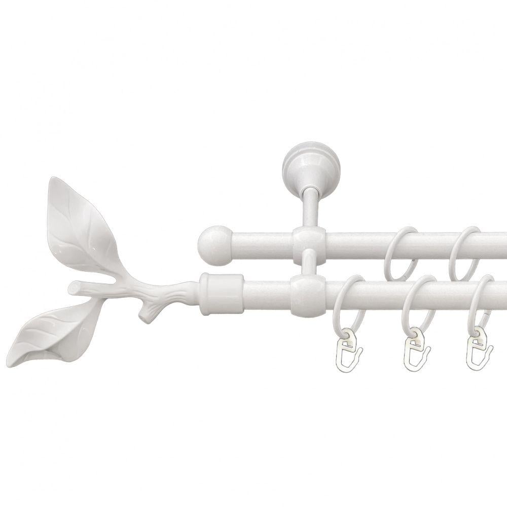 Карниз Orvit Листок Троянди металевий дворядний литий гладка труба кільце металеве 16/16 мм 160 см Арктіс (00-00012351)