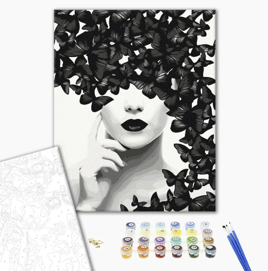 Картина по номерам Brushme черно белая Загадка бабочек 40х50 см (BS52163)