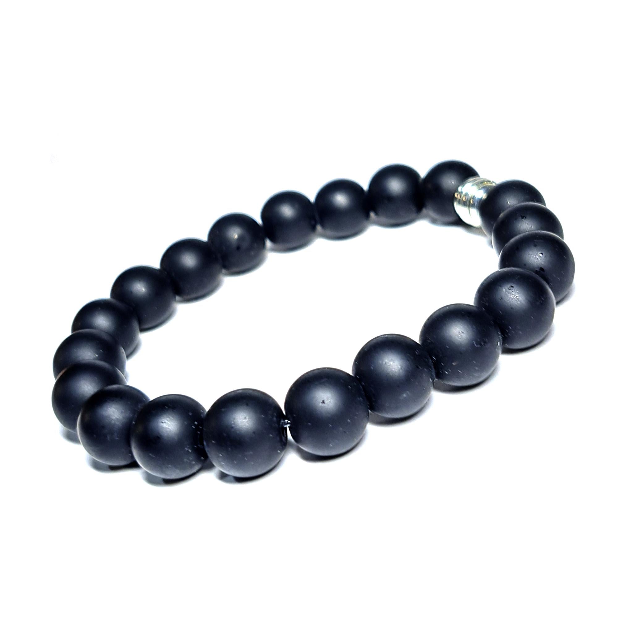 Браслет DARSANA из натурального камня шунгит диаметр бусин 10 мм (DRSU095)