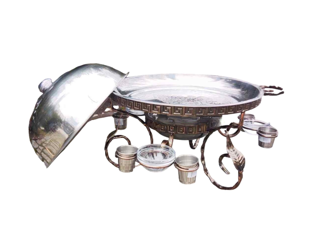 Садж для подачи и подогрева шашлыка Фараон 36 см с соусницами/рюмками/кухонными щипцами (7512) - фото 6 Садж для подачи и подогрева шашлыка Фараон 36 см с соусницами/рюмками/кухонными щипцами (7512) - фото 6