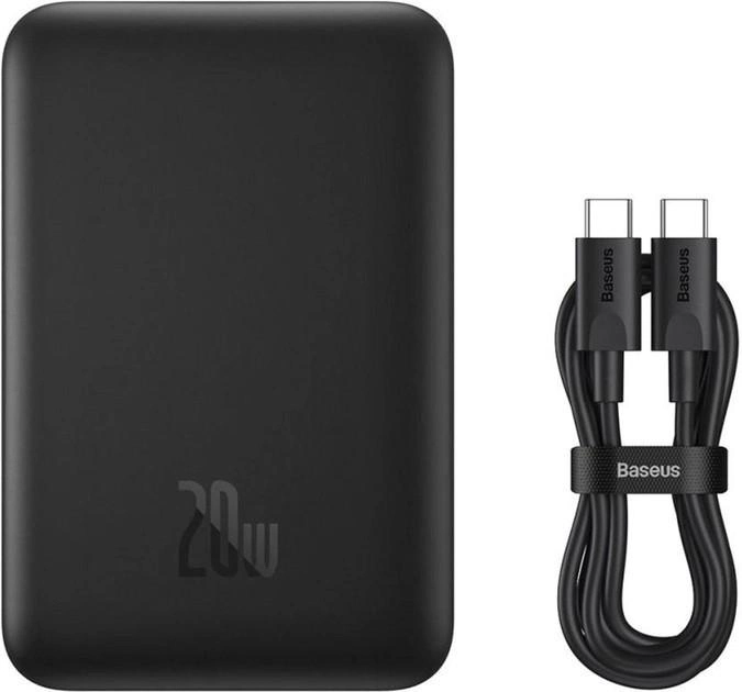 Повербанк mini Baseus MagSafe iPhone бездротова швидка зарядка Qi 15W 20W 10000 mAh Black (401240466) - фото 7