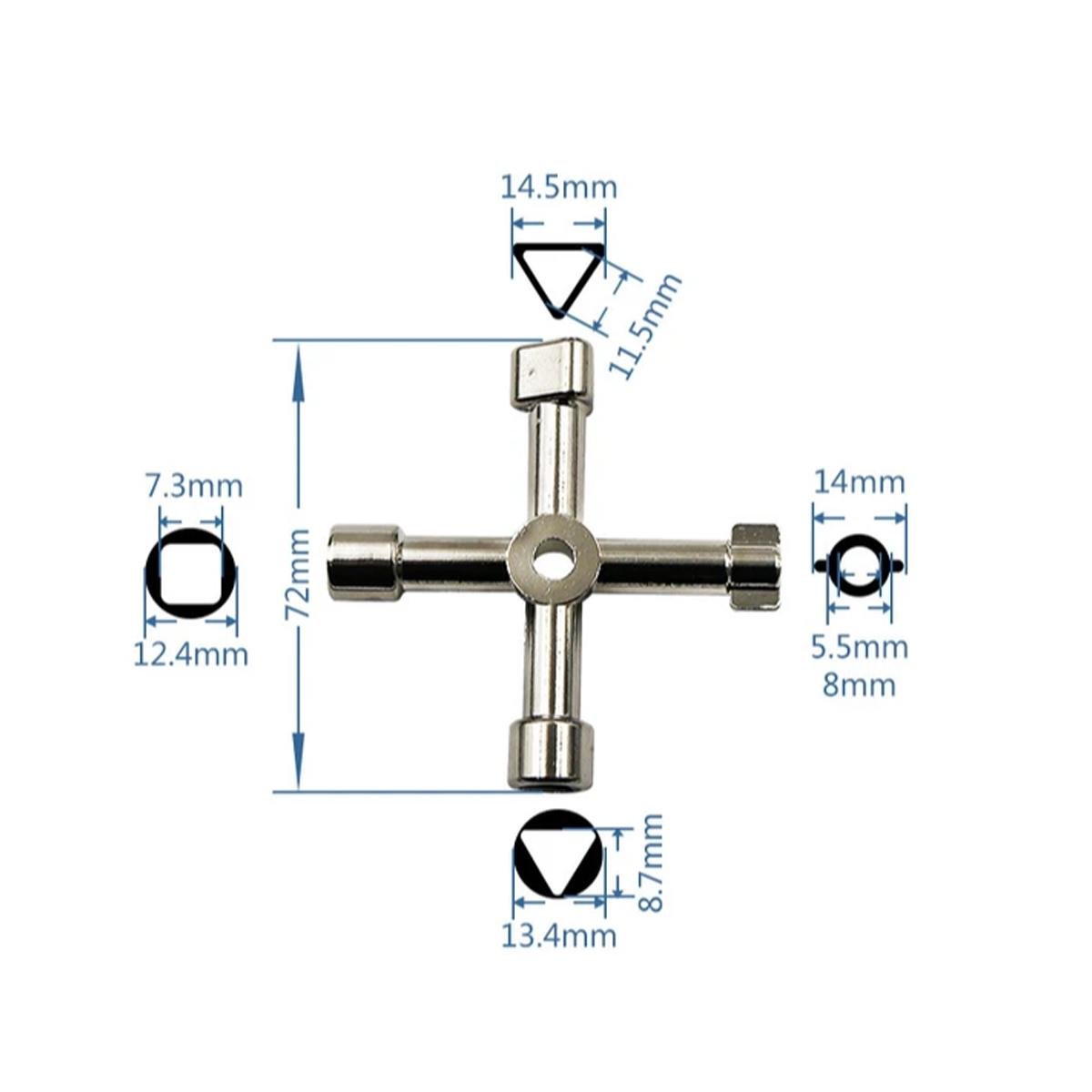 Ключ для шкафов Tactix тип B 4в1 Серебристый (4-sided-key-B) - фото 3