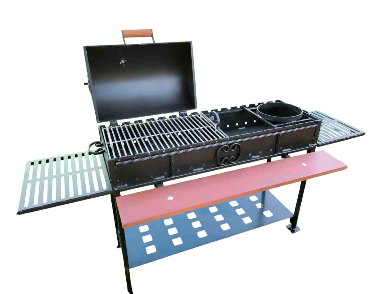 Гриль-мангал на півкришки з решіткою з нержавіючої сталі та підставкою під казан сталь 4 мм (2559116823)