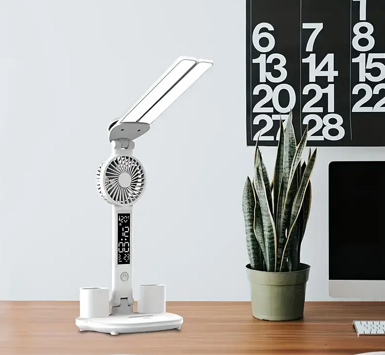 Лампа світлодіодна настільна з 2 плафонами та вентилятором Білий (DC-222) - фото 2 Лампа світлодіодна настільна з 2 плафонами та вентилятором Білий (DC-222) - фото 2