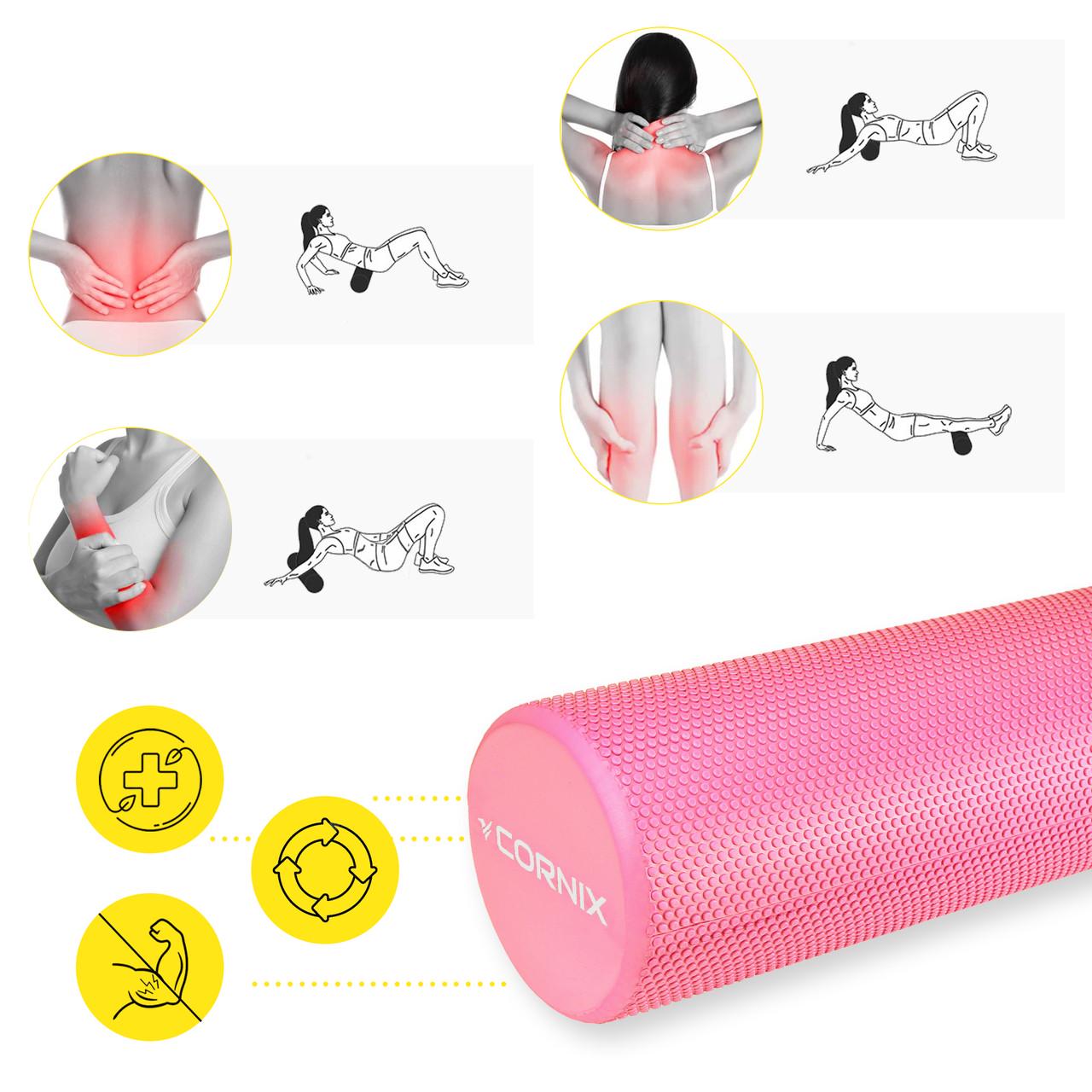 Массажный ролик Cornix EVA+ 45х15 см Pink (XR-0303) - фото 7 Массажный ролик Cornix EVA+ 45х15 см Pink (XR-0303) - фото 7