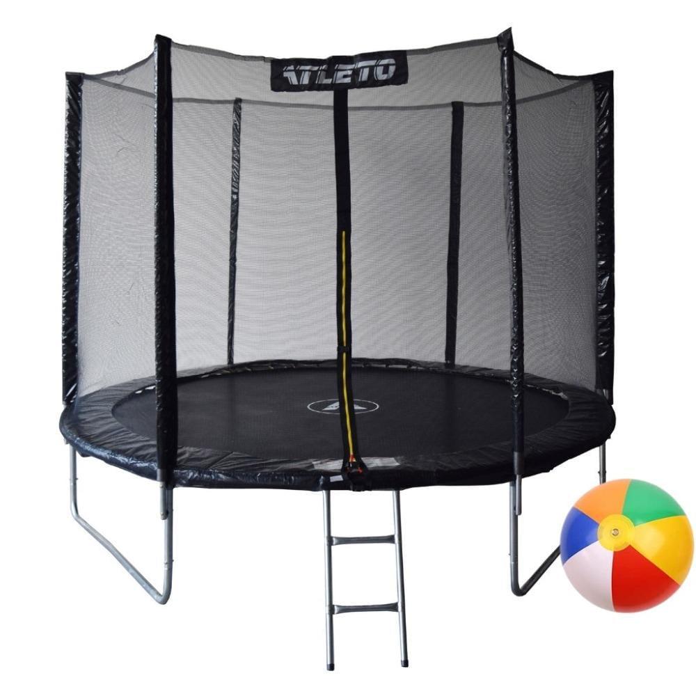 Батут дитячий з м'ячем Atleto з сіткою та драбинкою 312 см Чорний (21-76-42400472)
