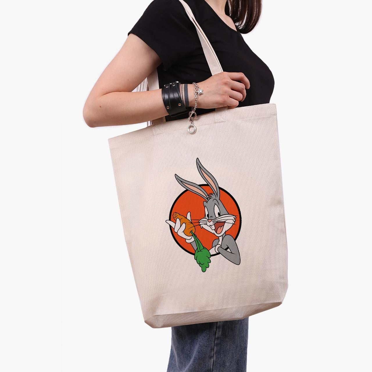 Эко сумка шоппер Bugs Bunny Looney Tunes 41x39x8 см Бежевый (9227-2886-WTD)
