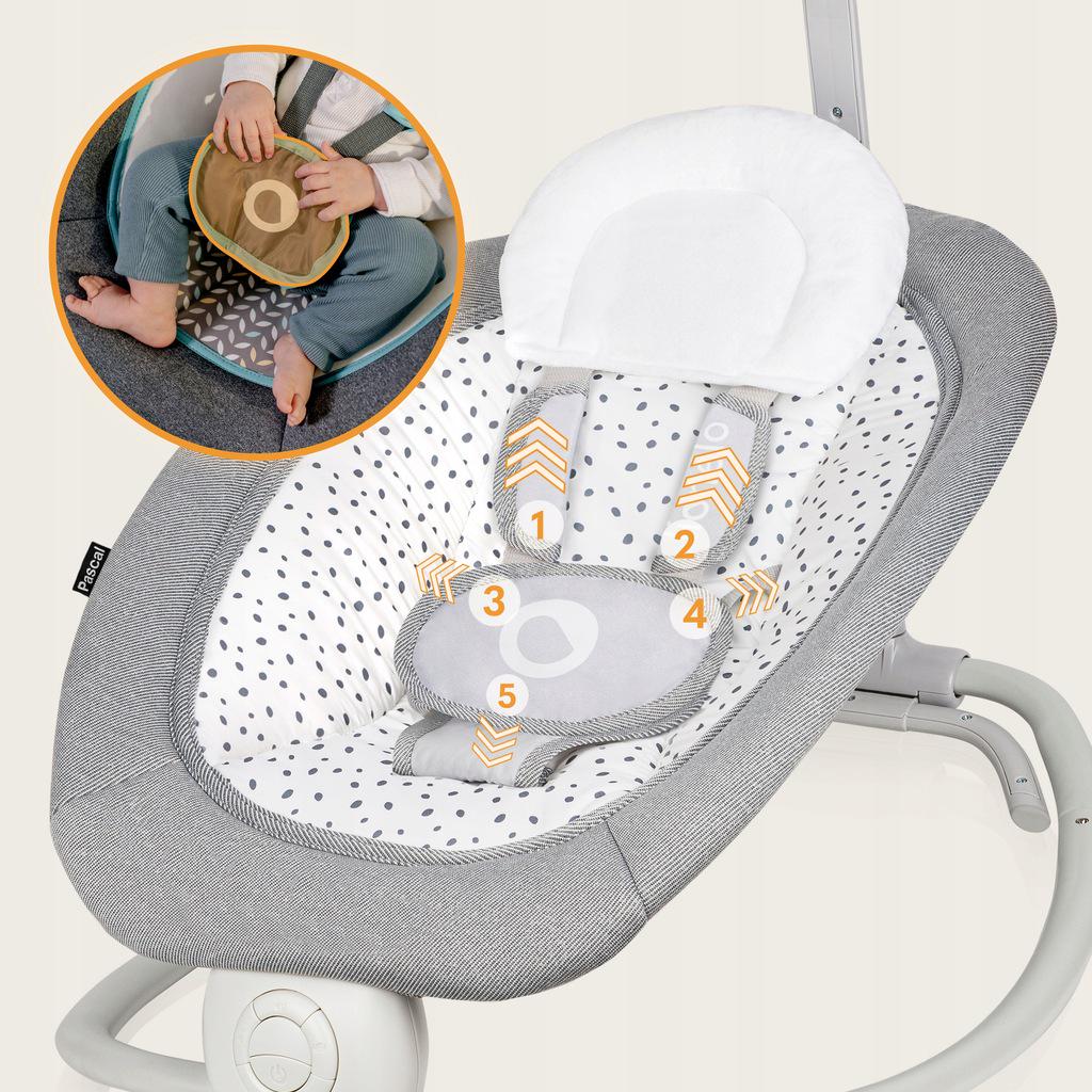 Колиска-гойдалка електрична Lionelo Pascal з вібрацією та мелодіями Сірий (5903771) - фото 10