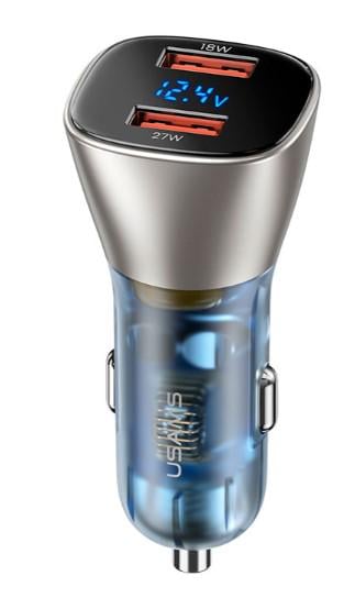 Автомобильное зарядное устройство для Usams Dual Ports Fast Car Charger US-CC154 C29 2 USB 45W QC