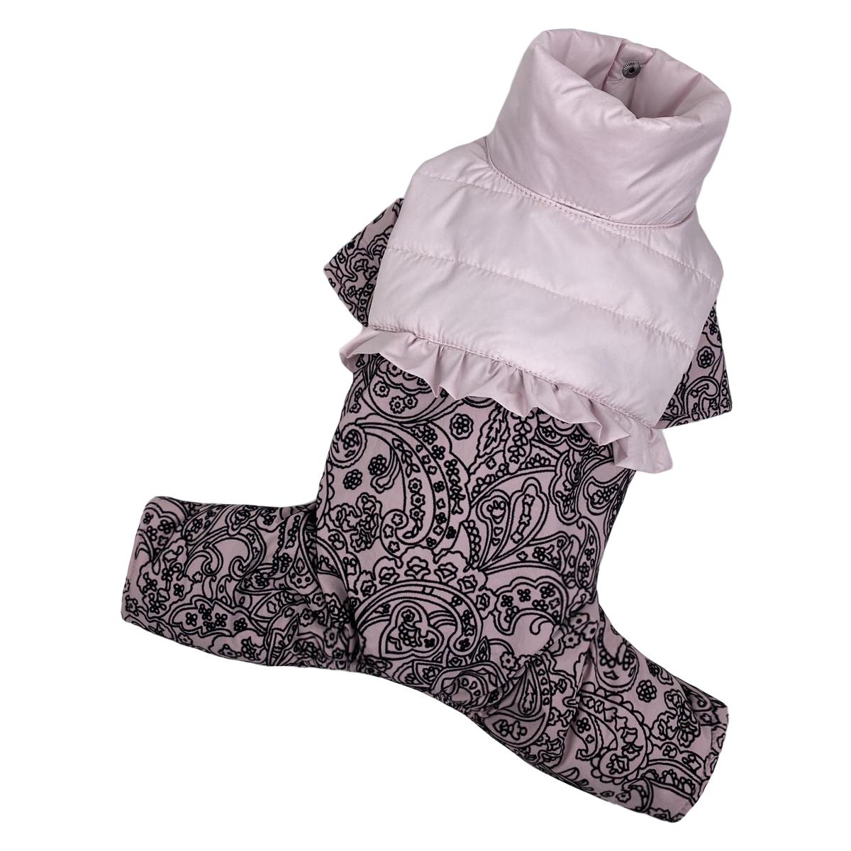 Комбінезон для собак зимовий дівчаток AD-29 рюши візерунки р. 5 Пудровий (70579589)