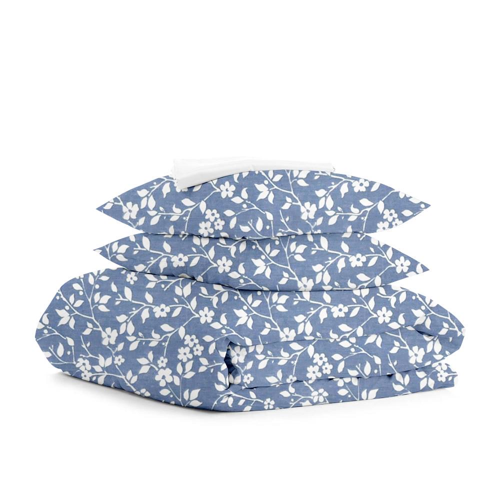 Комплект евро постельного белья Cosas Flowersна резинке 200х220 см White/Blue (4822052082959)
