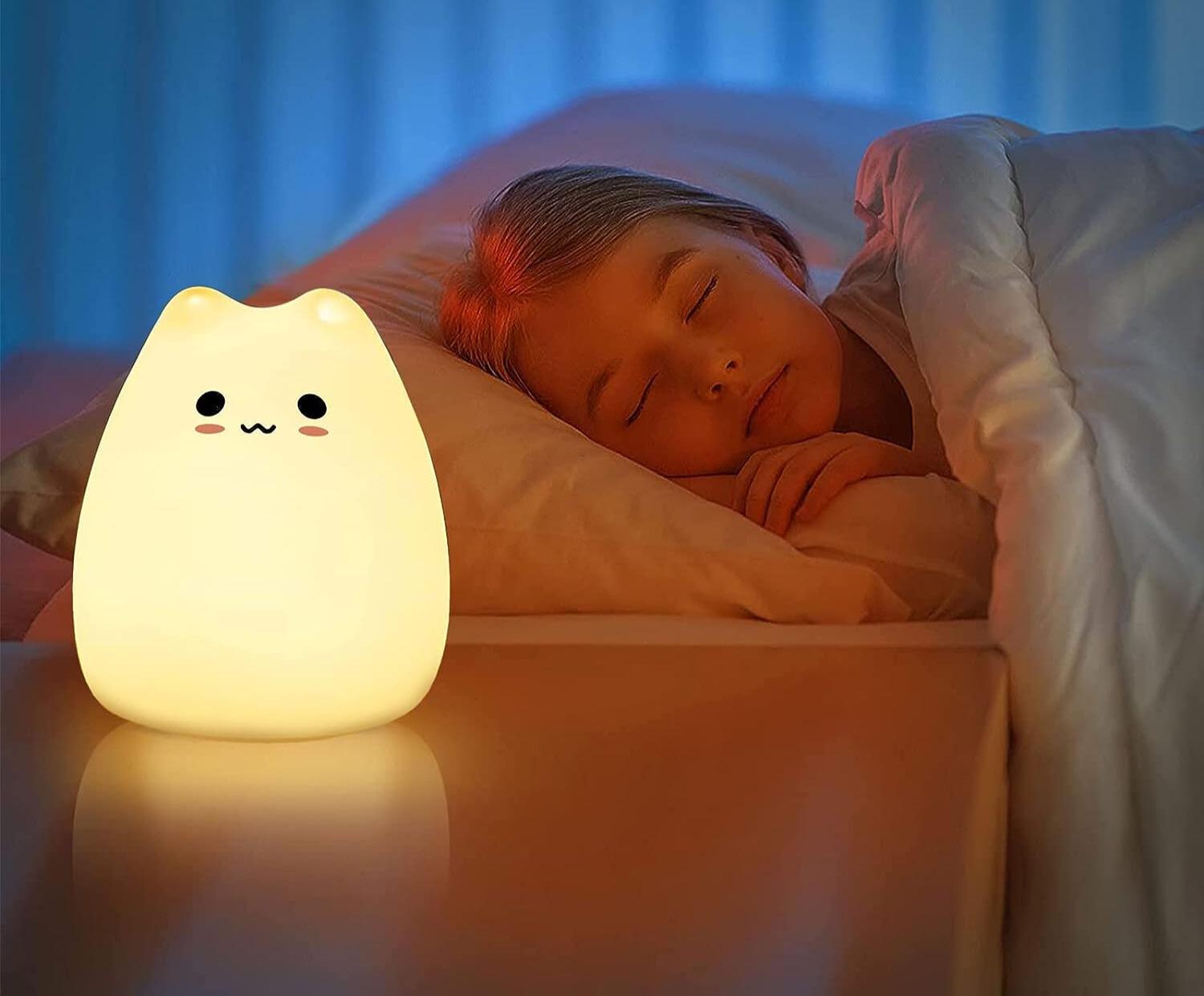 Ночник детский Котик на батарейках Little Cat Silicone Led Silicone Белый (1896467715) - фото 2